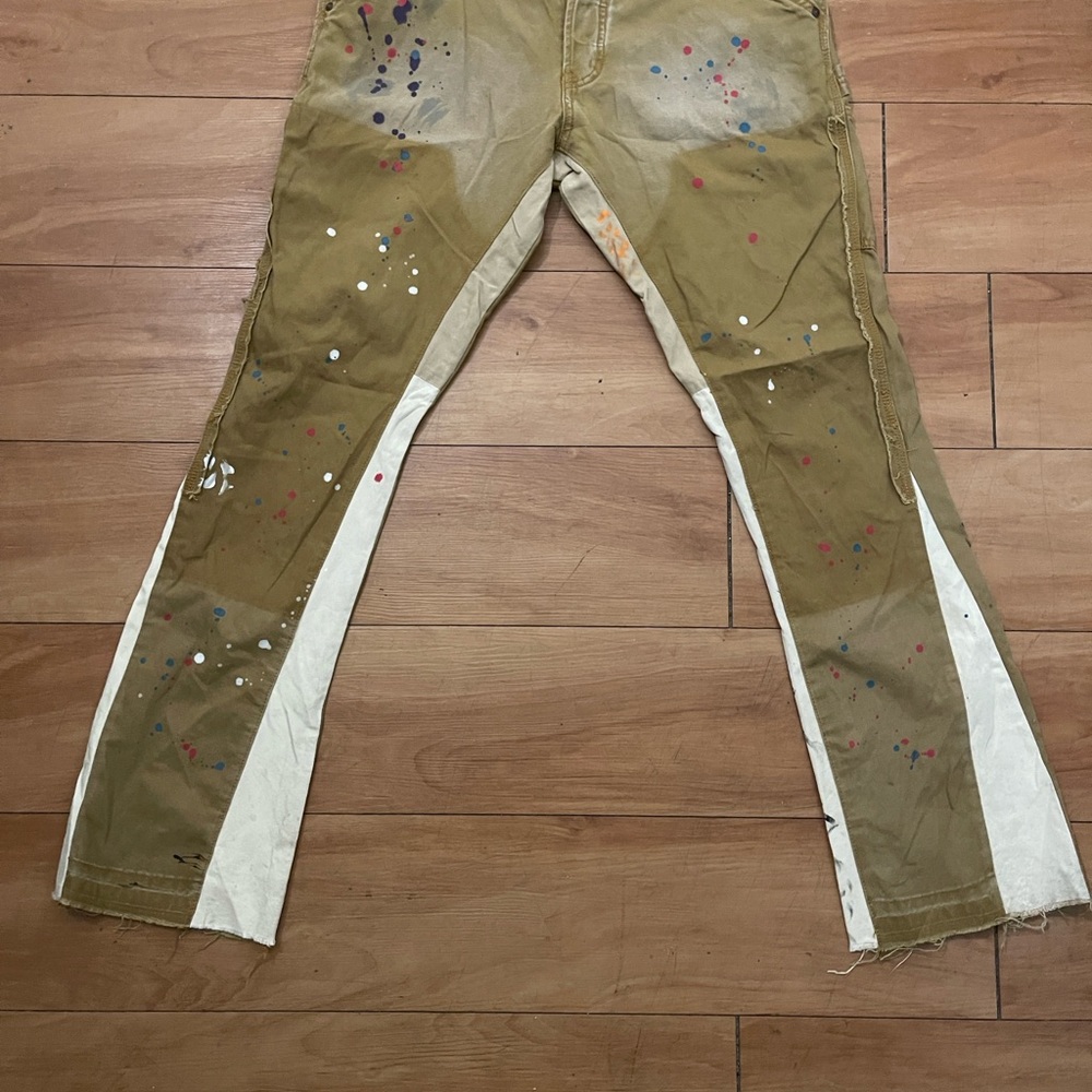MNML Tan and White Denim Pants